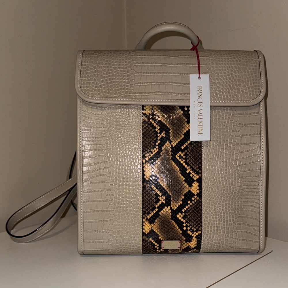 Luxurious Beige and Snake Pattern Backpack